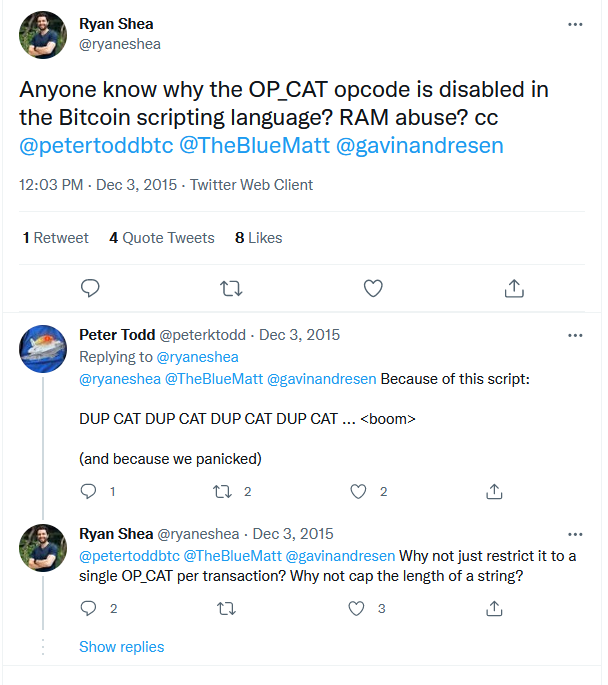 Peter Todd post saying developers panicked and disabled opcodes